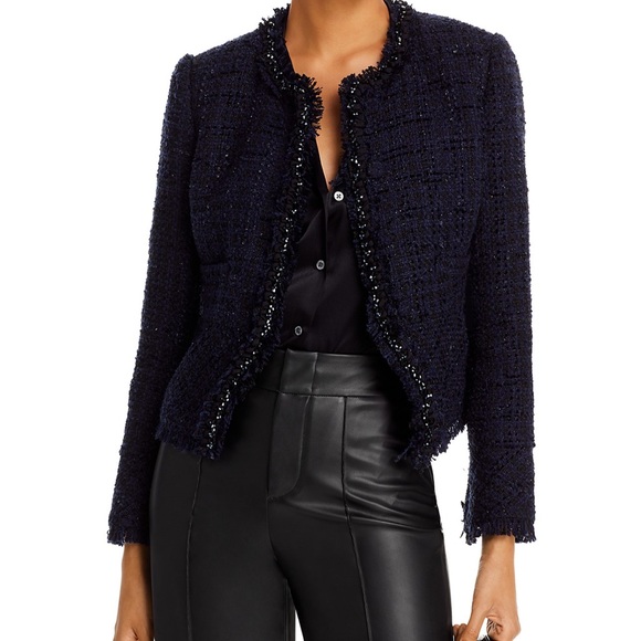 Derek Lam 10 Crosby Navy Tweed Elizabeth Peplum Jacket - Picture 1 of 5